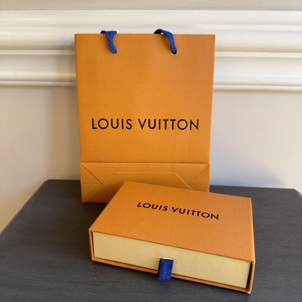 Louis Vuitton Small Drawer Style Storage Box & Gift Bag 2 Piece Set 5x3.5x1.5 in